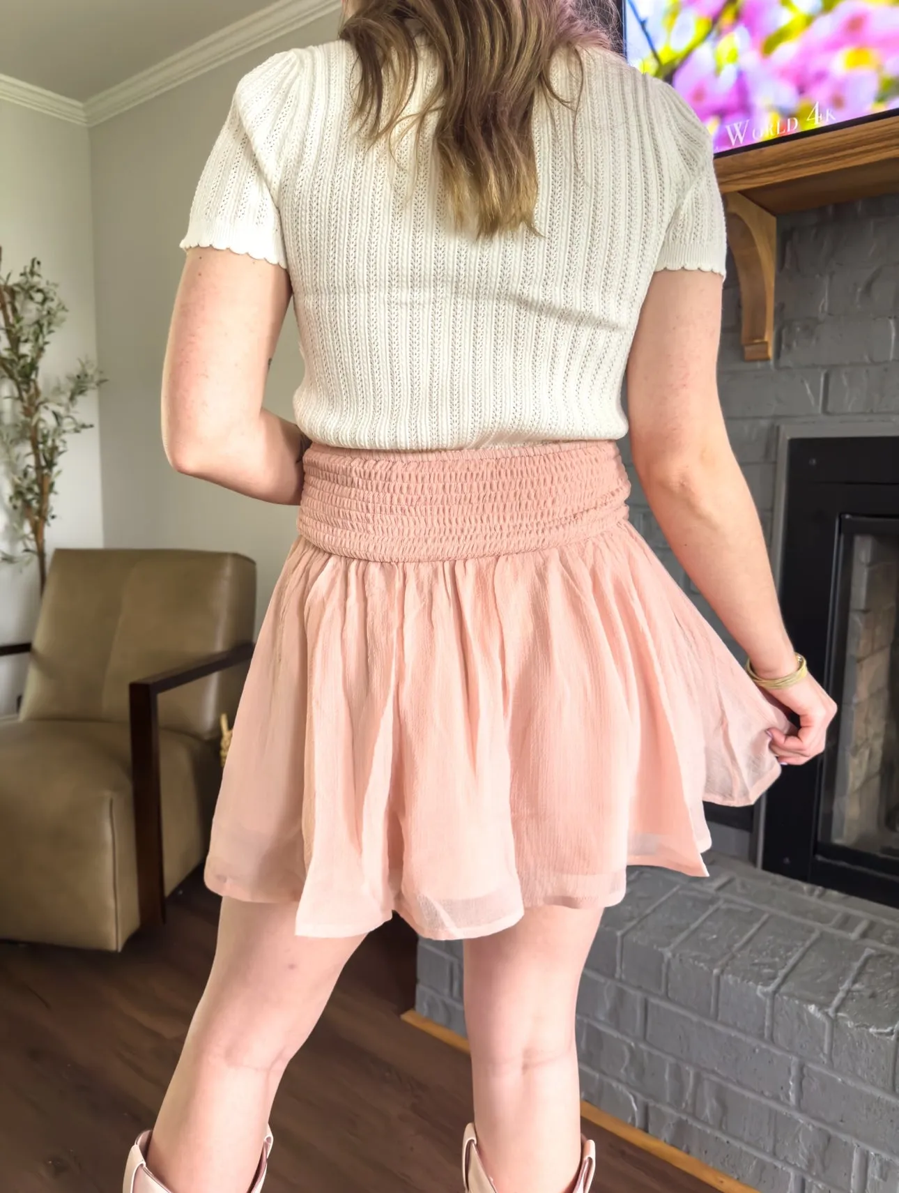 Give A Twirl Ruched Skirt | Blush