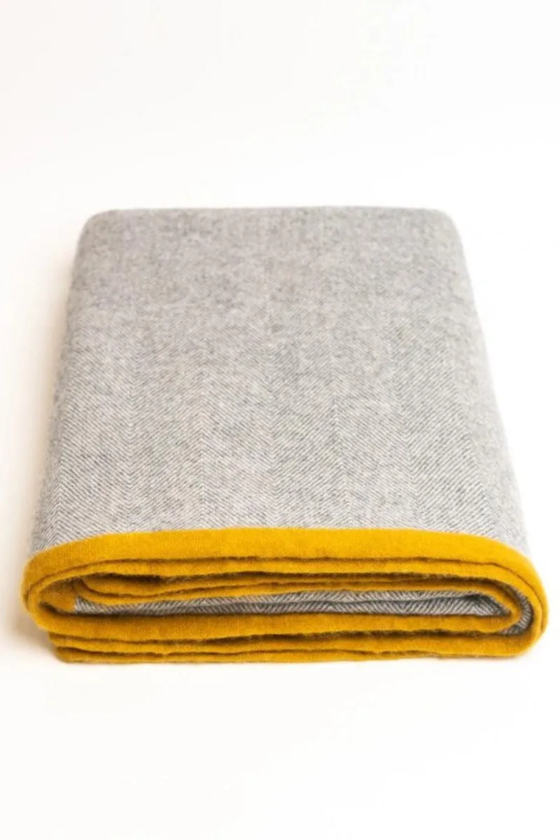 Grey Cashmere Reversible Luxury Blanket Travel Throw