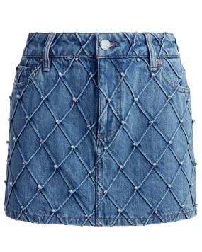 High Rise Quilted Joss Mini Skirt in Light Indigo