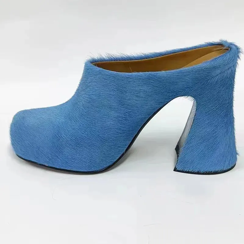 Hoofin' It- the Horsehair High Heel Mules Shoes 8 Colors