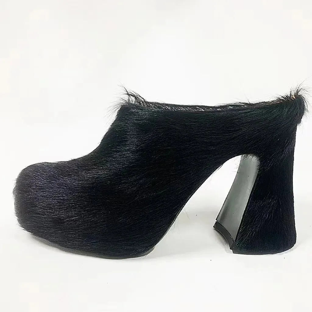 Hoofin' It- the Horsehair High Heel Mules Shoes 8 Colors