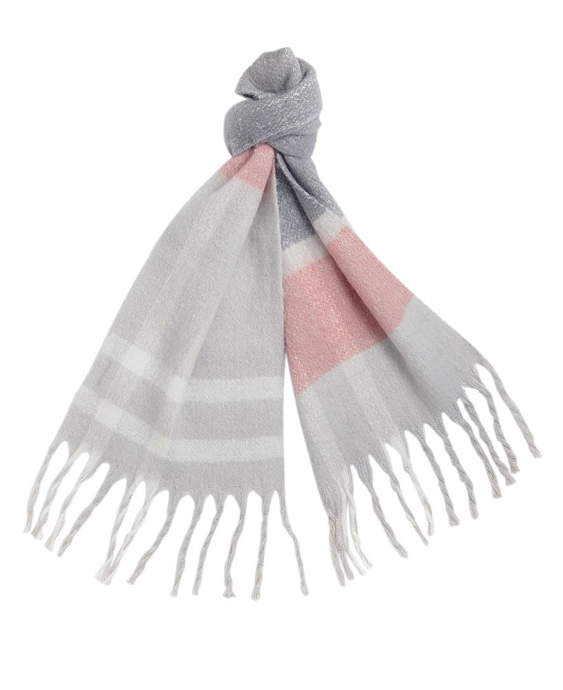 Isla Tartan Boucle Scarf                             Pearl Grey Tartan