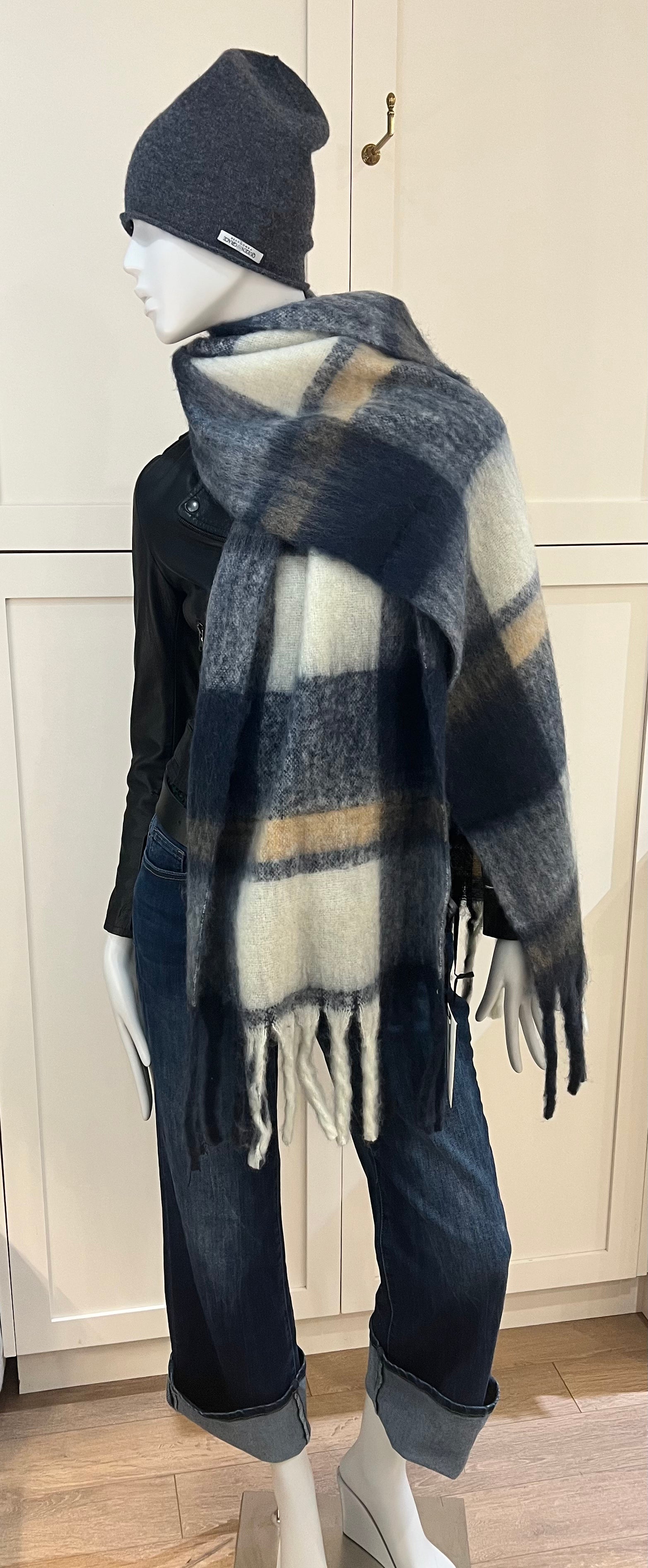 Italian Plaid Scarf Iris