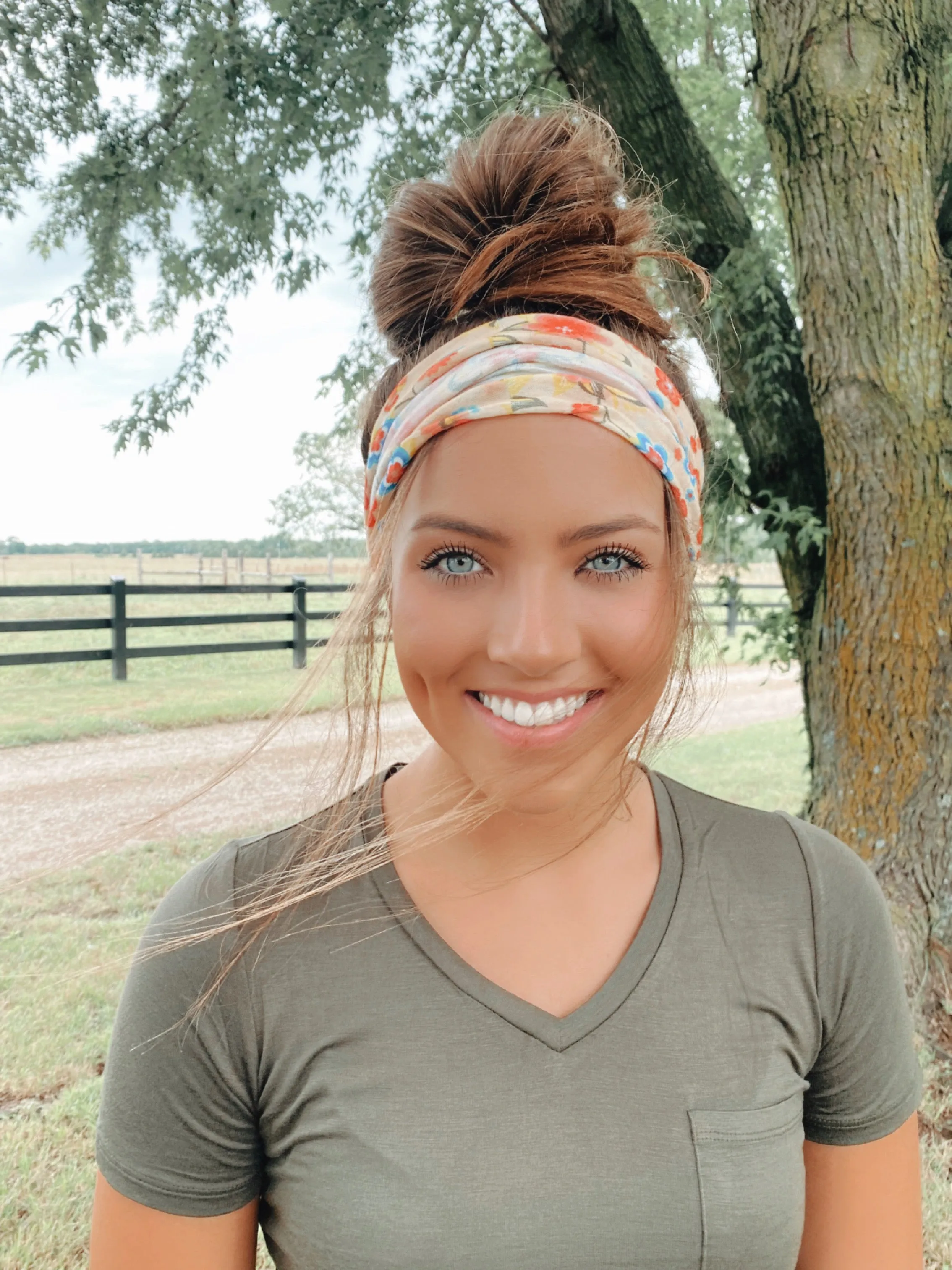 Ivory Floral Stretchy Headwrap