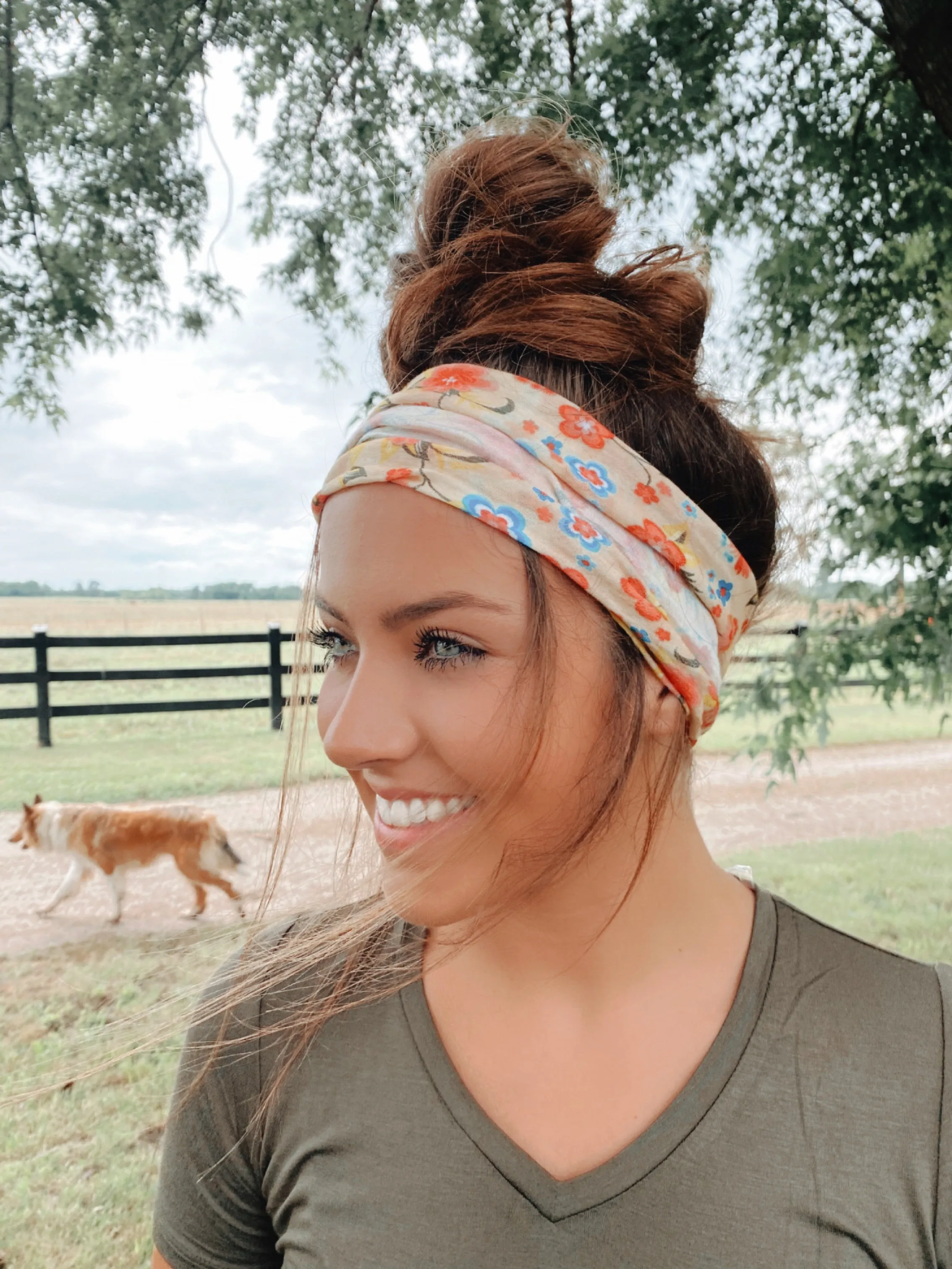 Ivory Floral Stretchy Headwrap