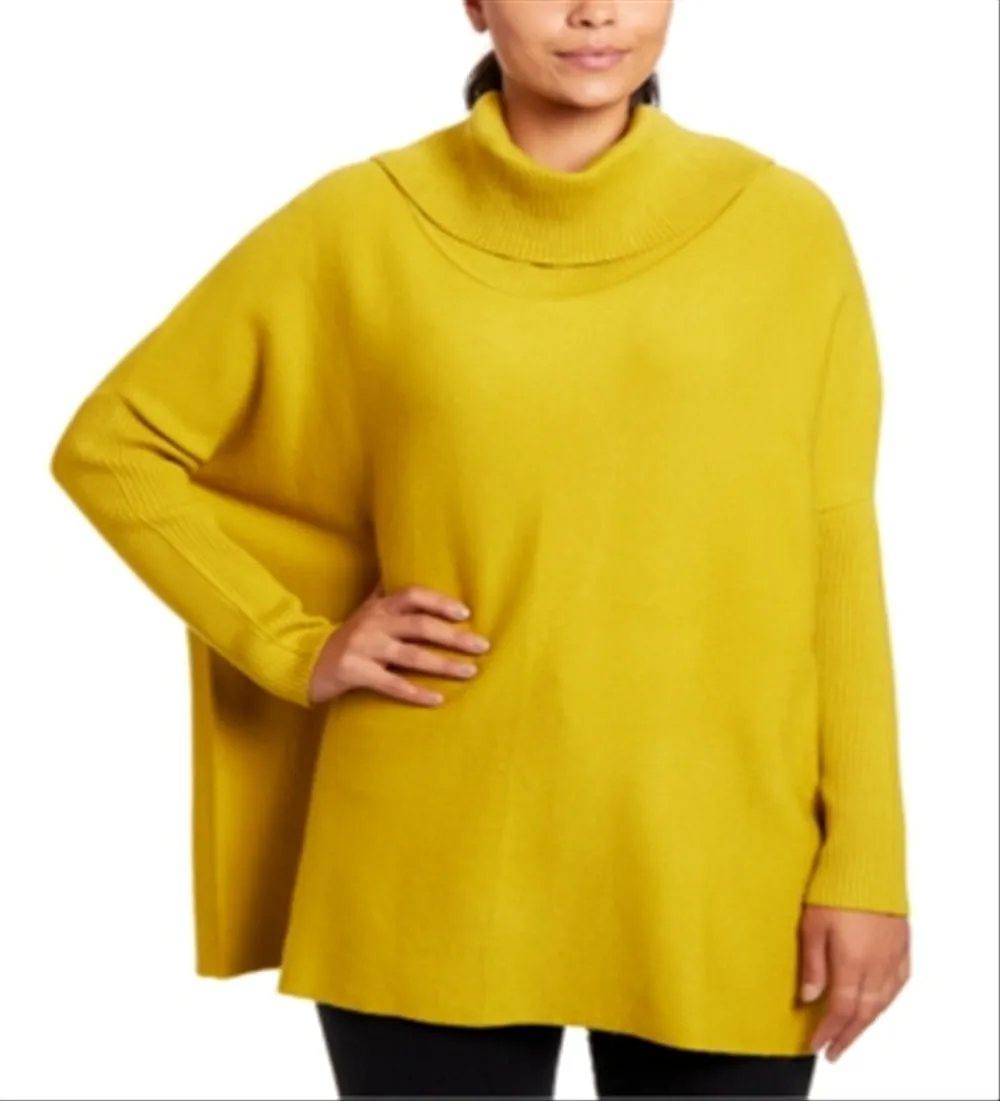 Joseph Women's A Cowl Neck Poncho Yellow Size Large