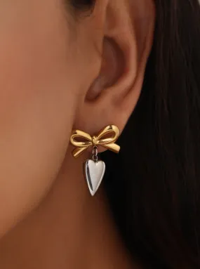 Klissaa Steel Bow-Heart Earrings