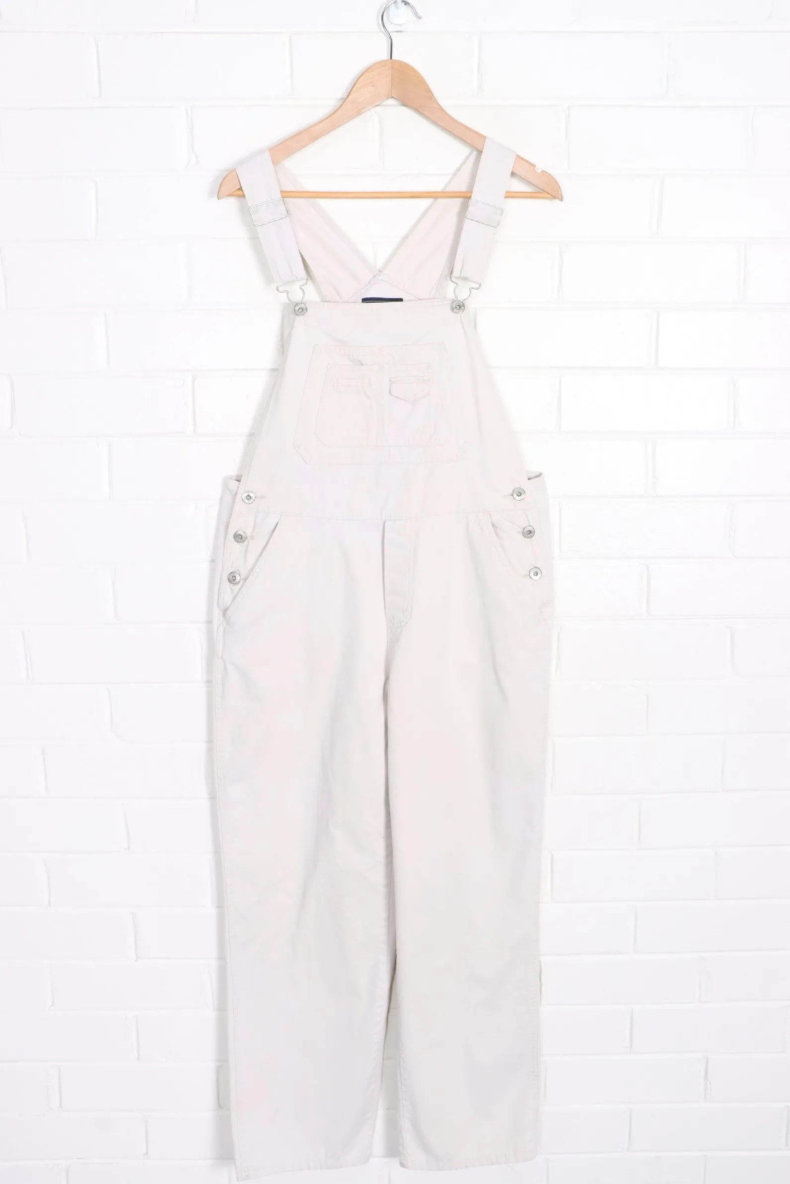 Long White Cotton Workwear Overalls (S)