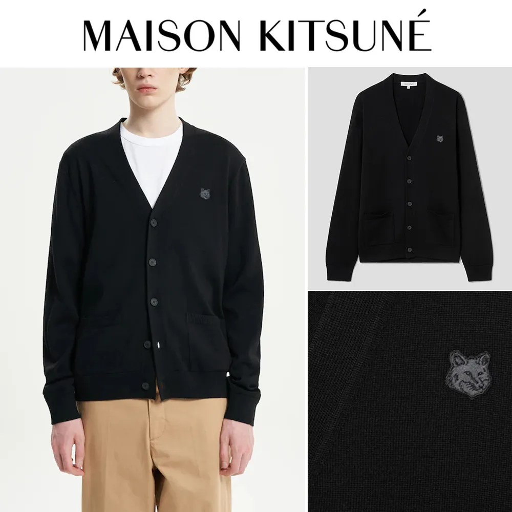 MAISON KITSUNE  |Unisex Plain Other Animal Patterns Logo Designers Cardigans