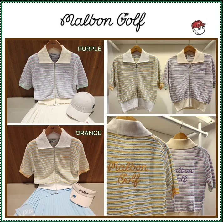 Malbon Golf  |Street Style Plain Short Sleeves Logo Cardigans