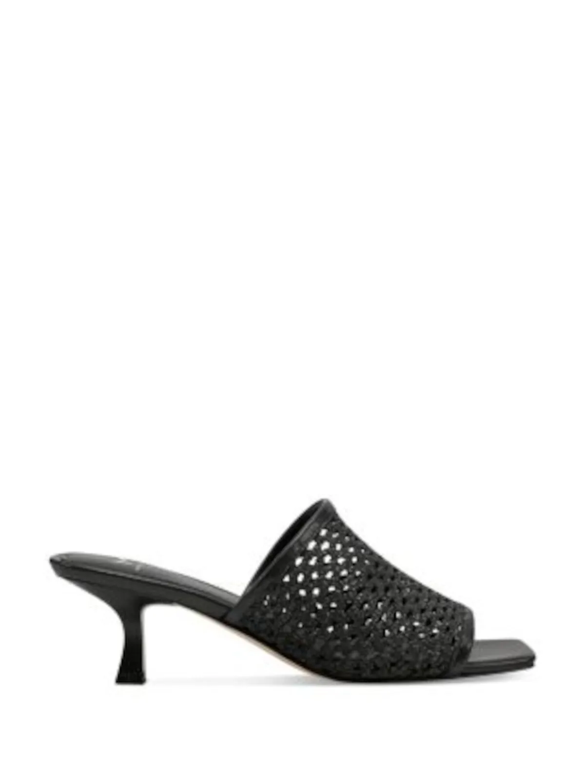 MARC FISHER LTD Womens Black Padded Woven Eyelet Juliette Square Toe Flare Slip On Heeled M