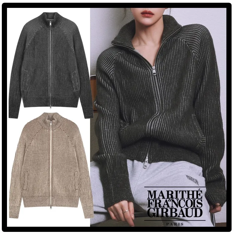 Marithe + Francois Girbaud  |Unisex Street Style Logo Cardigans