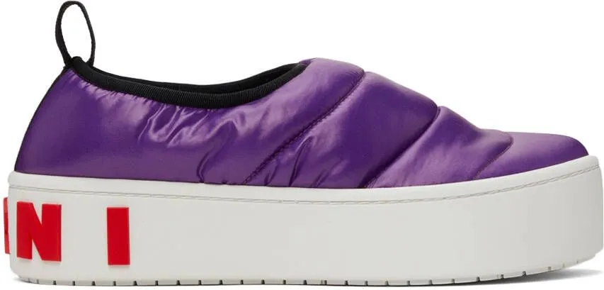 Marni Purple Puffed Nylon Slip-On Low Sneakers