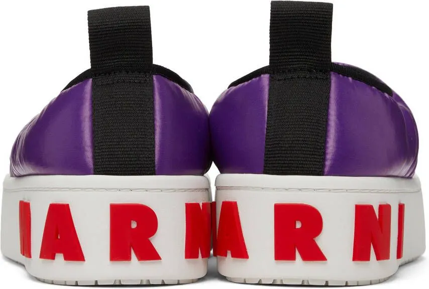 Marni Purple Puffed Nylon Slip-On Low Sneakers