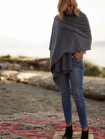 Medium Grey Cashmere Blanket Travel Wrap | Husky