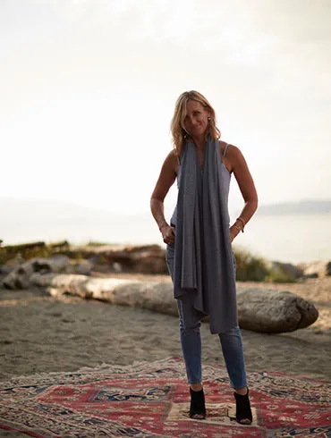 Medium Grey Cashmere Blanket Travel Wrap | Husky