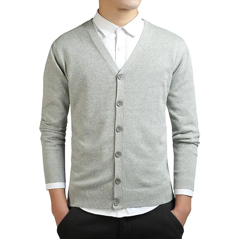 Men Plain V-Neck Cardigan