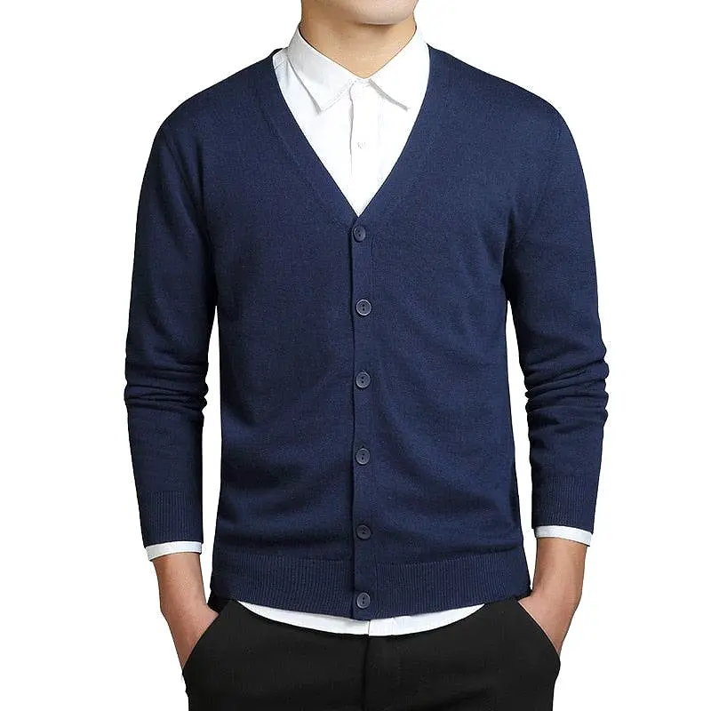 Men Plain V-Neck Cardigan