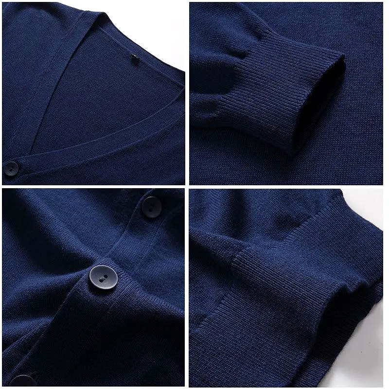 Men Plain V-Neck Cardigan