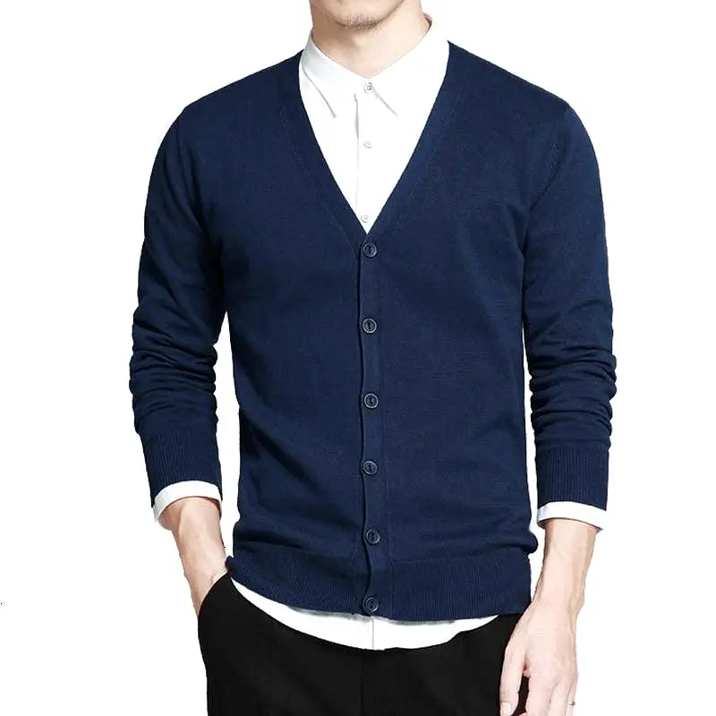 Men Plain V-Neck Cardigan