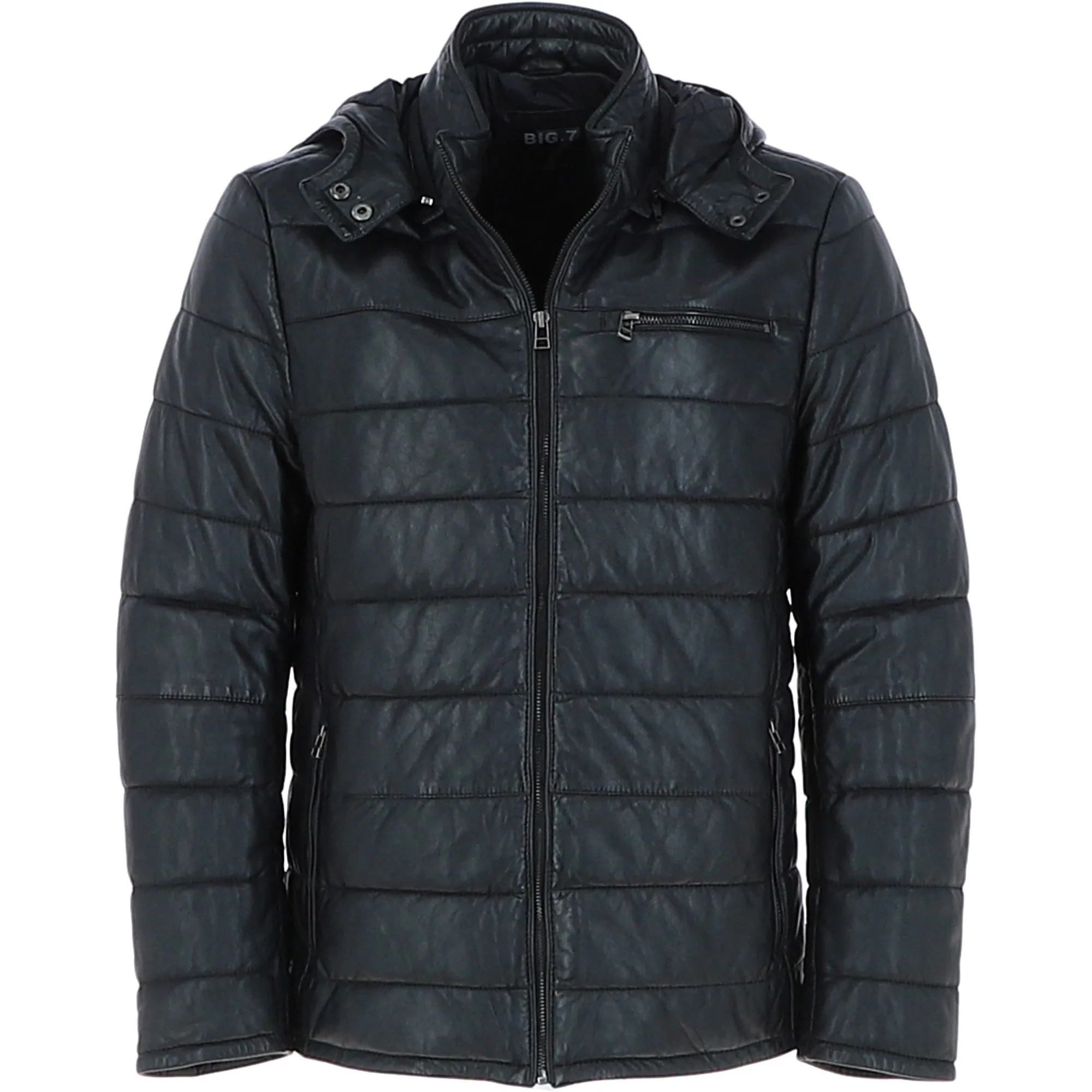 Men's Detachable Hood Leather Jacket Black: B-Ryan