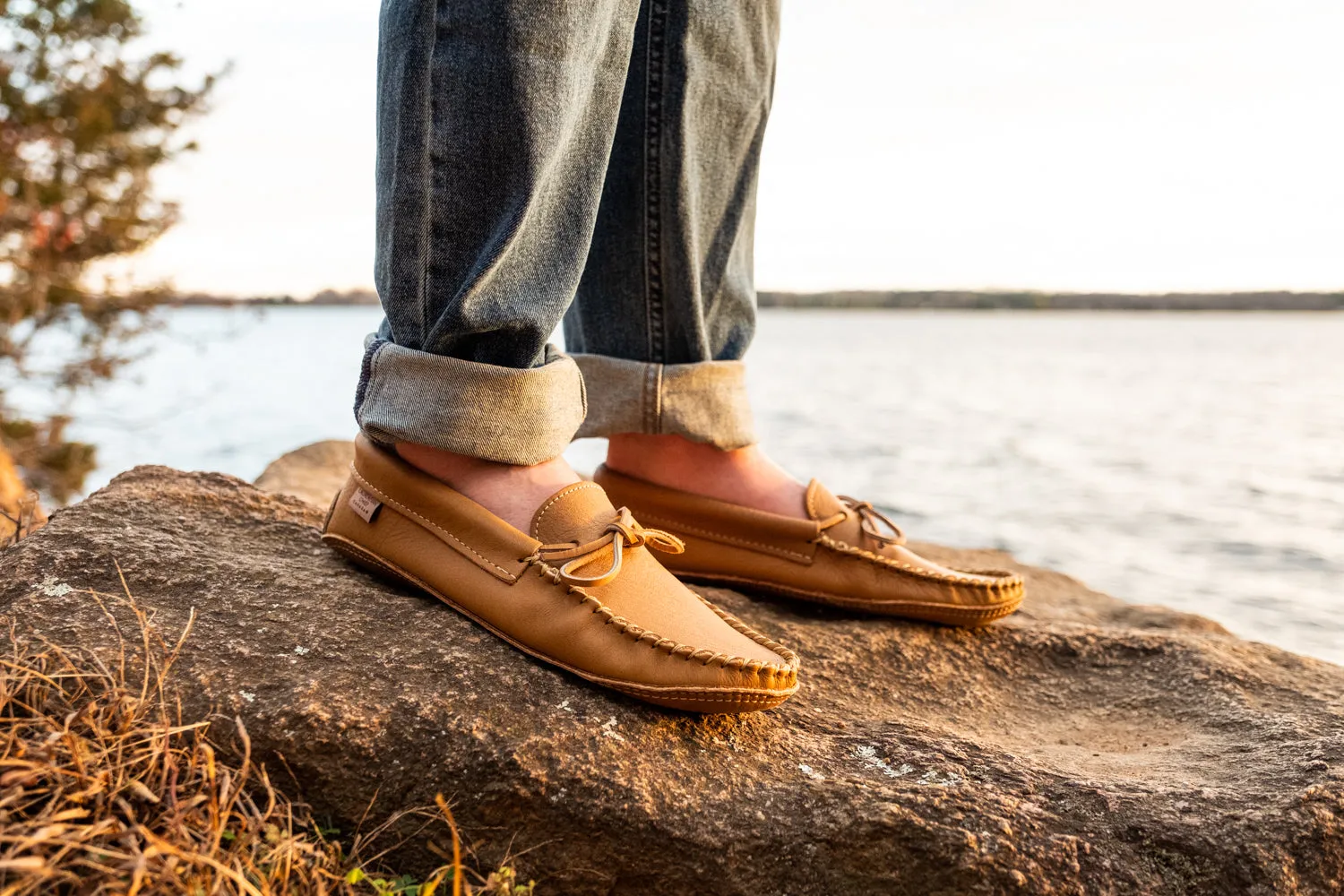 Men's Moose Hide Leather Earthing Moccasins