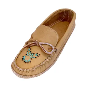 Men's Soft Sole Moose Hide Leather Beaded Moccasins