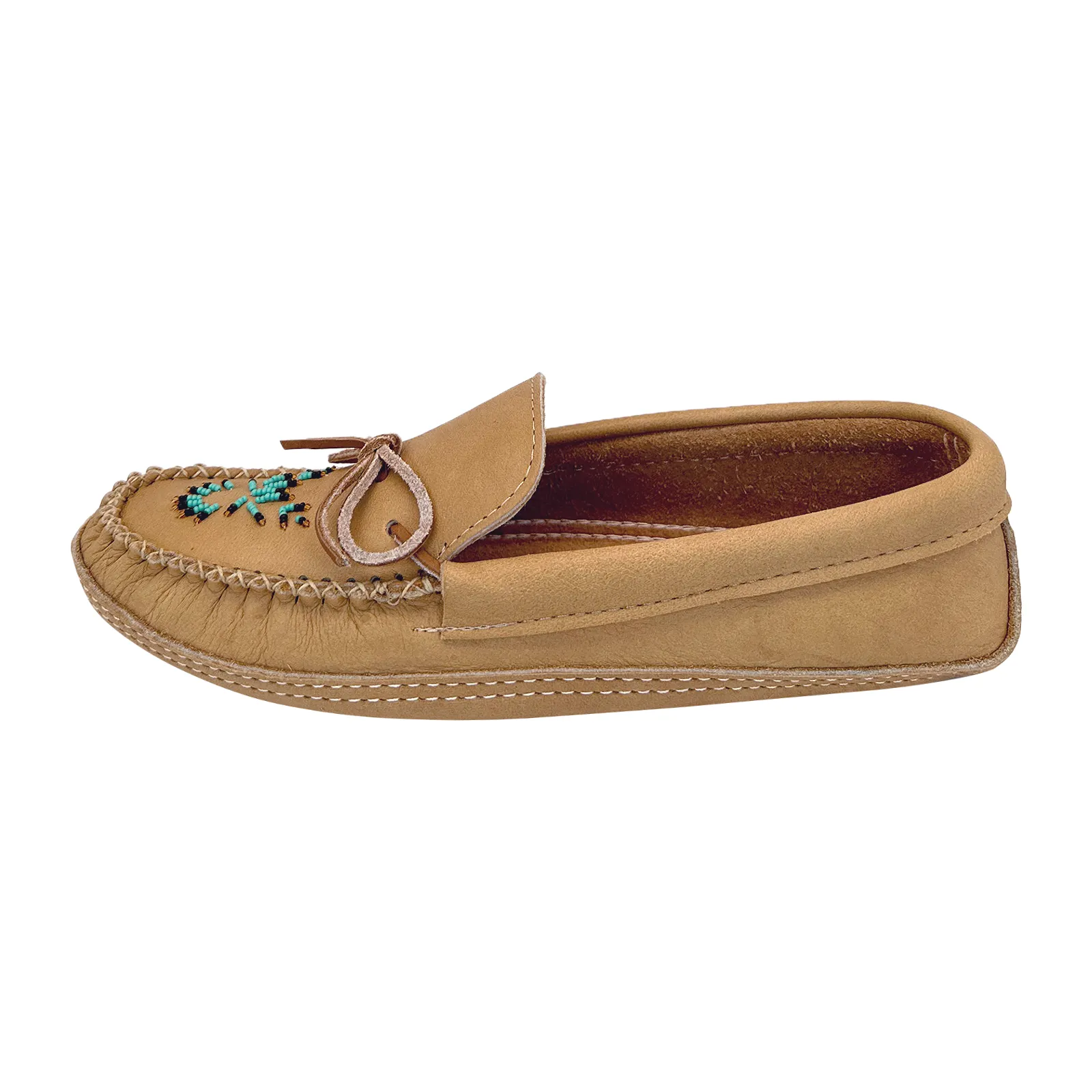 Men's Soft Sole Moose Hide Leather Beaded Moccasins