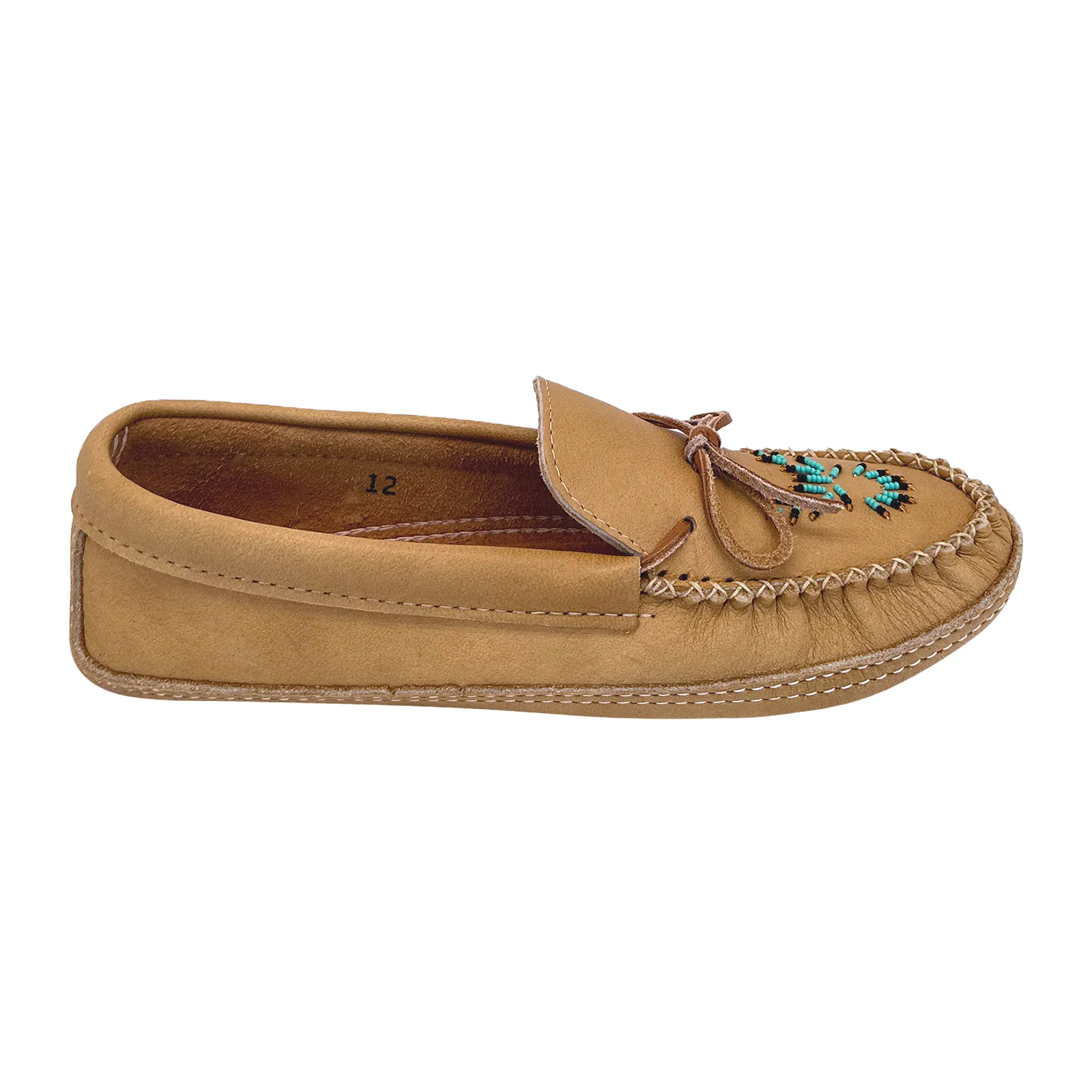 Men's Soft Sole Moose Hide Leather Beaded Moccasins