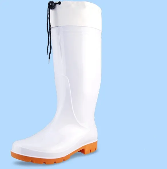 Men's Waterproof Anti-slip Knee-high Round Toe Slip-On Rain Boots