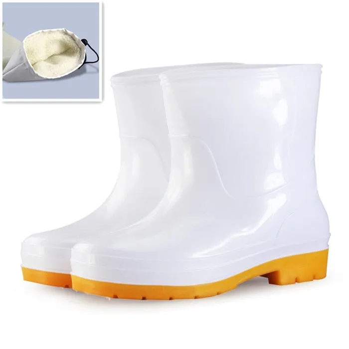 Men's Waterproof Anti-slip Knee-high Round Toe Slip-On Rain Boots