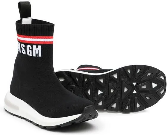 MSGM Kids logo-print slip-on trainers Black