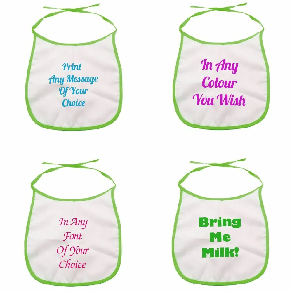 Personalised Printed Green Baby Bib