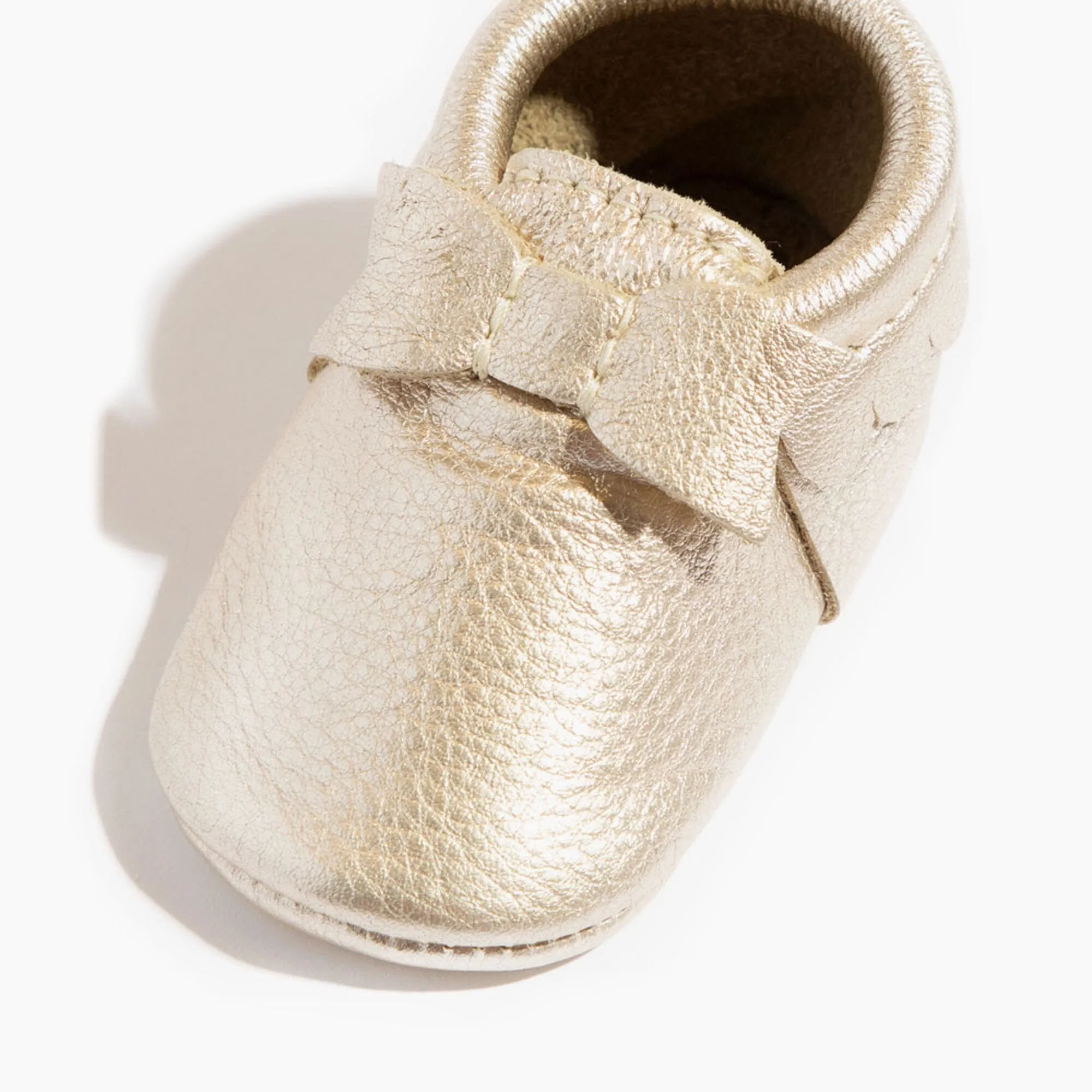 Platinum Bow Baby Shoe