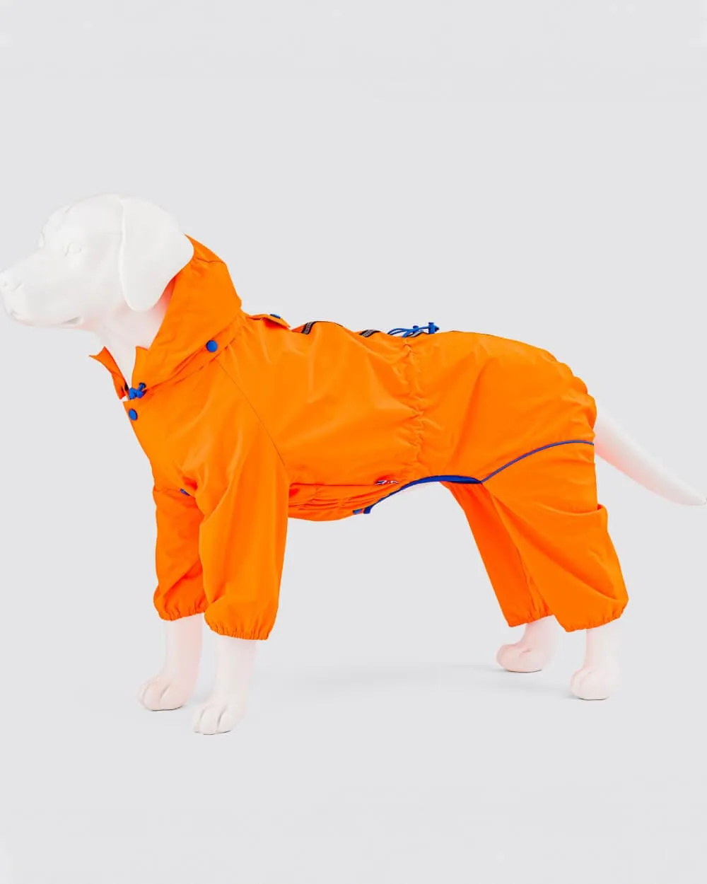 Reflective Hooded Dog Overalls - Neon Orange