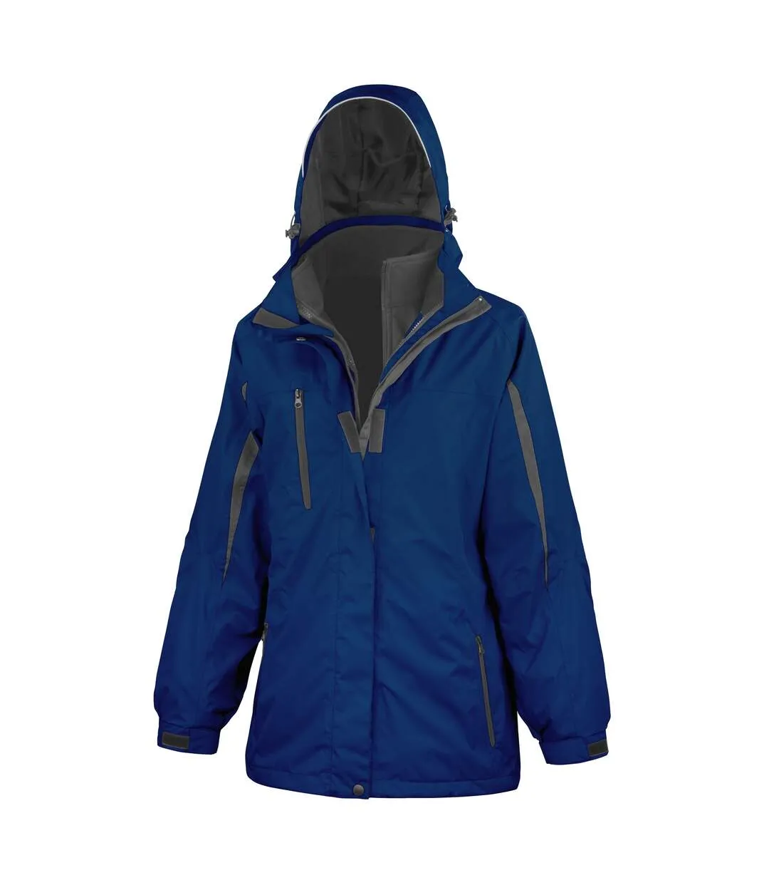 Result Womens/Ladies 3 In 1 Softshell Journey Jacket With Hood (Navy / Black) - UTRW3693