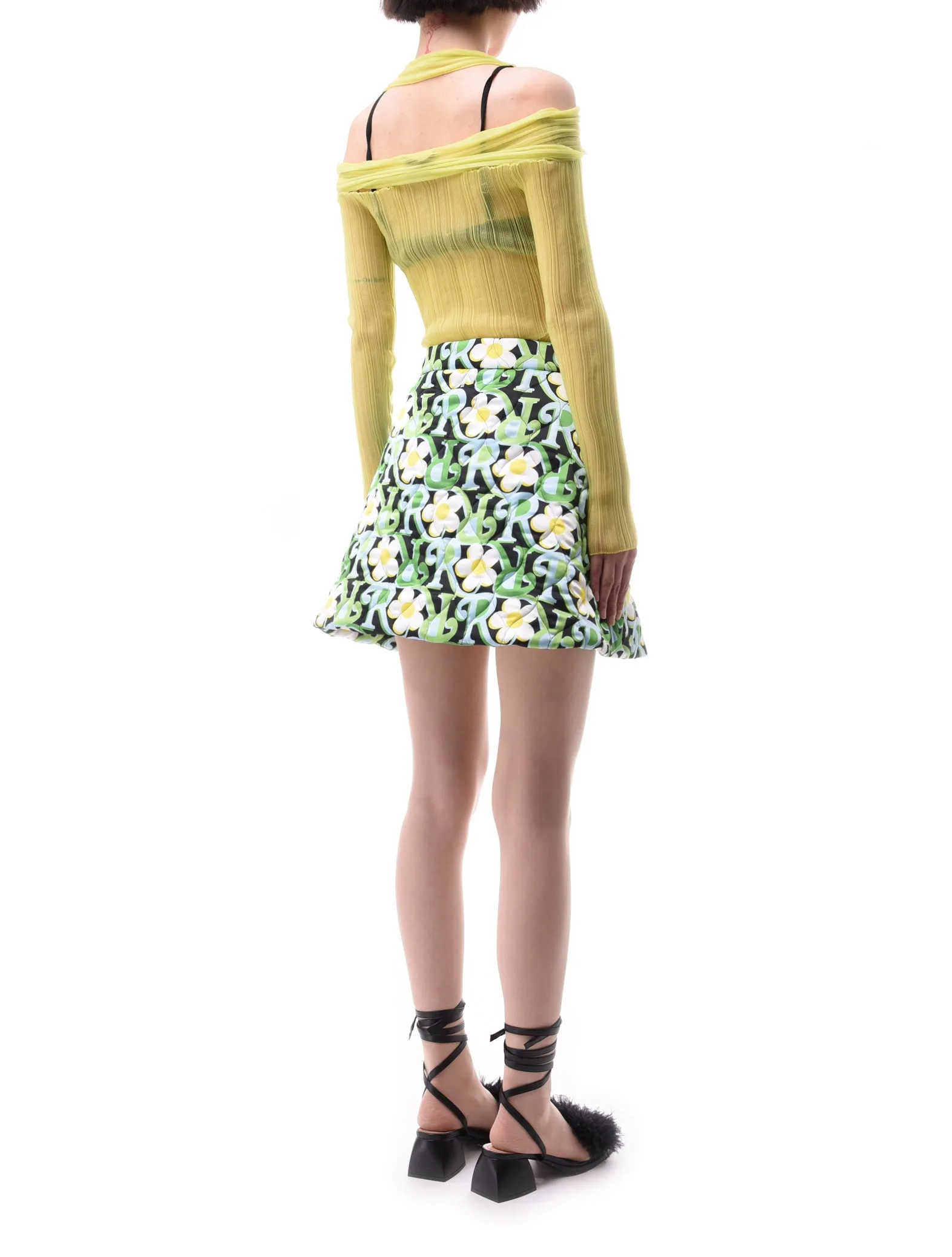 Richard Quinn Green Daisy Quilted Skirt