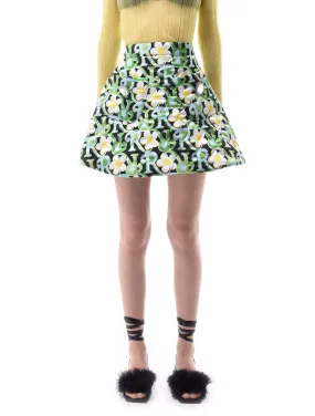 Richard Quinn Green Daisy Quilted Skirt