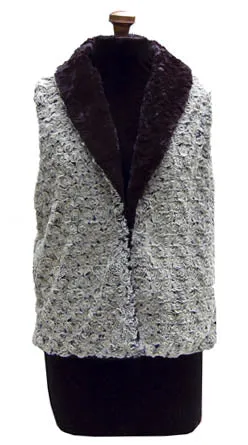 Rosebud in Black with Black Luxury Faux Fur Vest: Size Medium