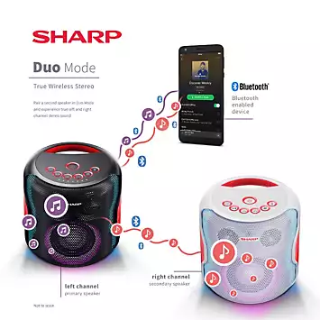 Sharp PS-919(BK) 130W Portable Party Speaker System with Bluetooth Music Streaming | Kaleidoscope