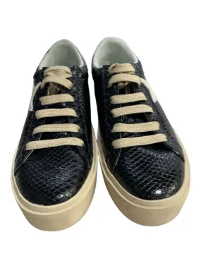 Shu Shop Shoe Size 6.5 Black & Beige Leather Snake Embossed Star Design Shoes