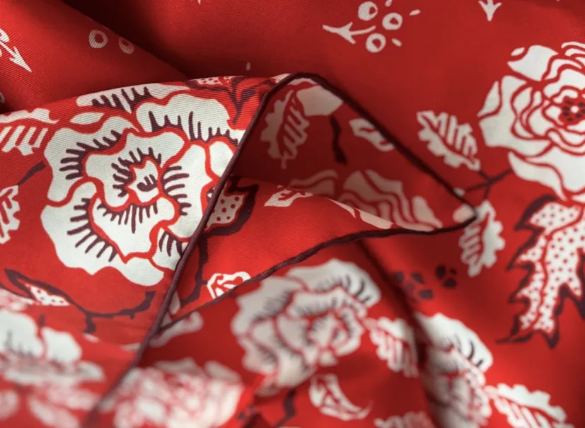 Silk Twill Scarf - Rosy in the Red Hot