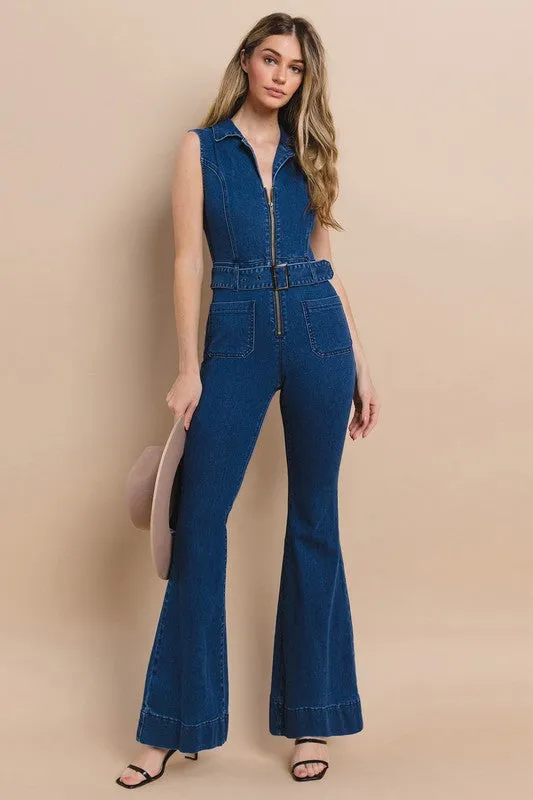 Sleeveless Belted Jumpsuit