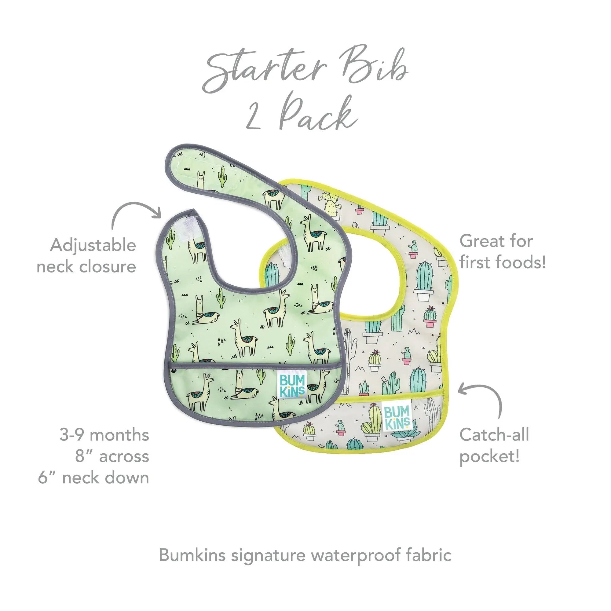 Starter Bib 2 Pack: Cacti & Llama