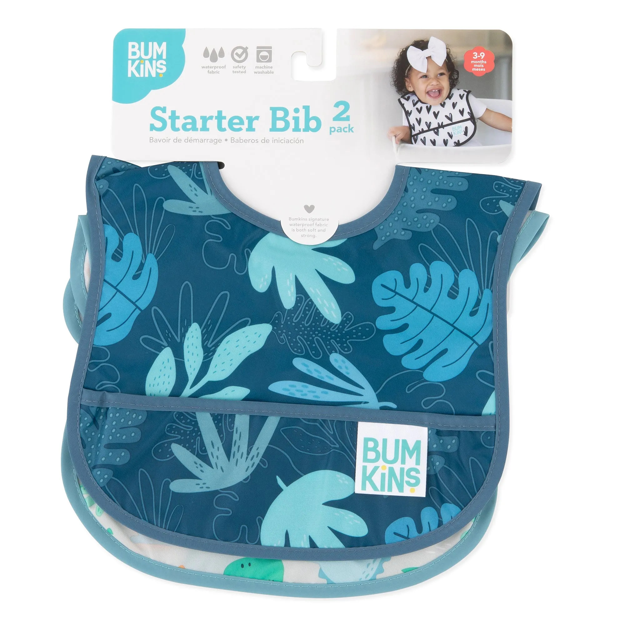 Starter Bib 2 Pack: Dinosaurs & Blue Tropic