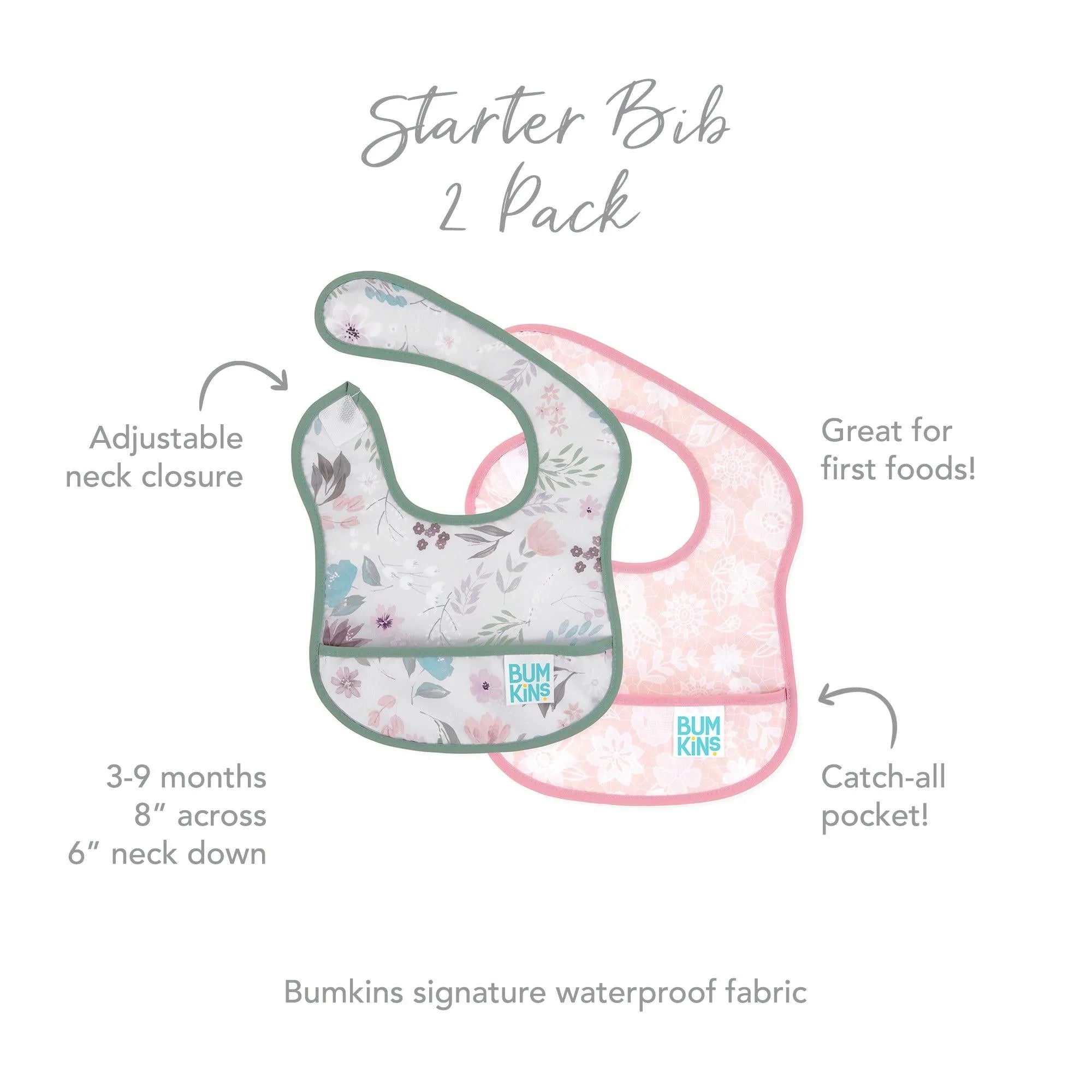 Starter Bib 2 Pack: Floral & Lace