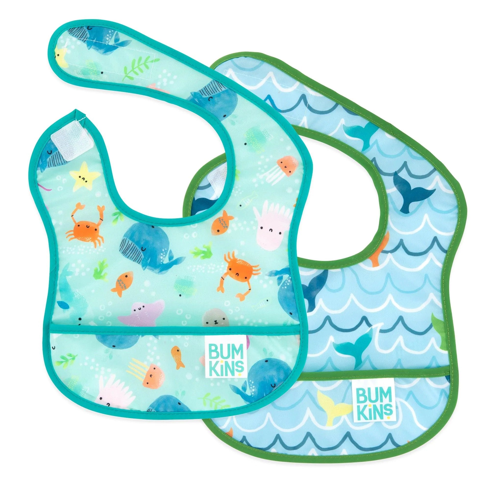 Starter Bib 2 Pack: Ocean Life & Whale Tail