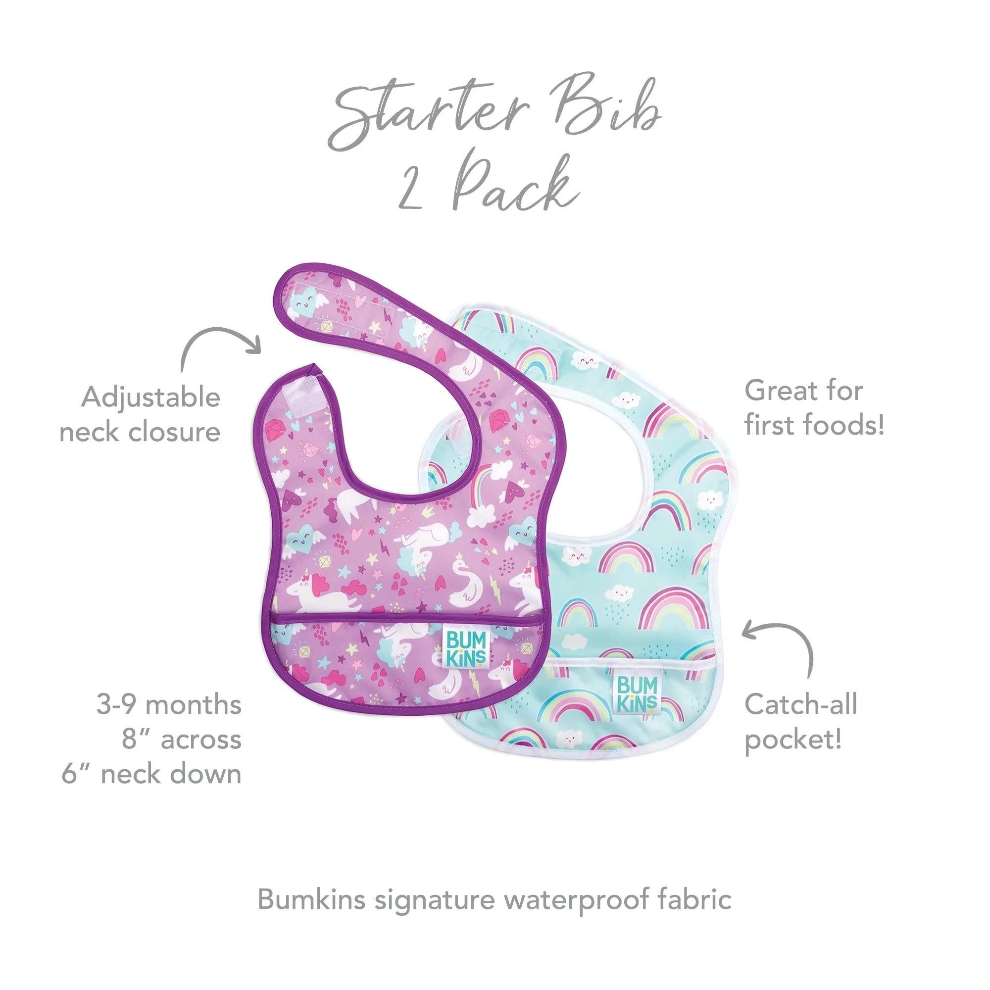 Starter Bib 2 Pack: Rainbows & Unicorns