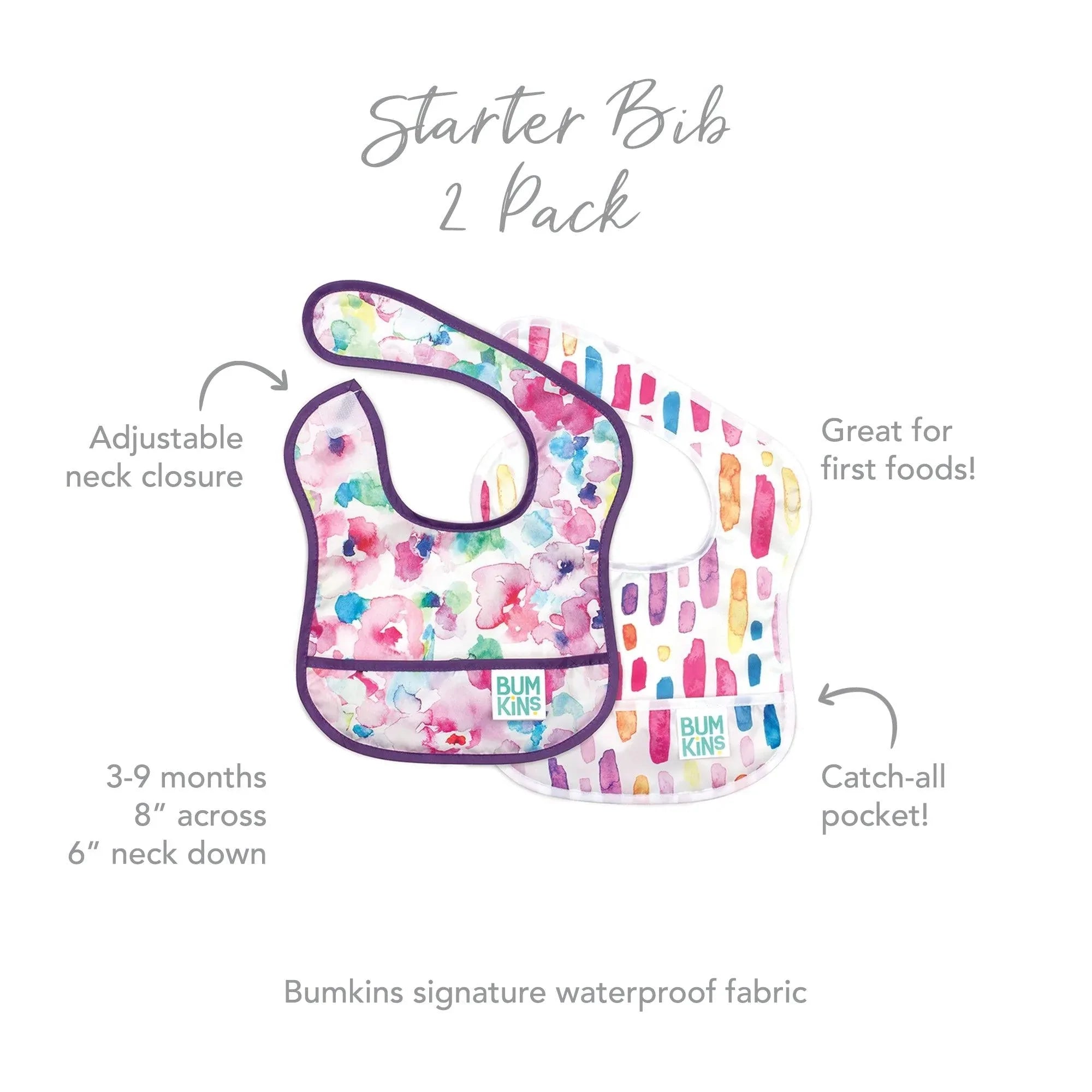 Starter Bib 2 Pack: Watercolor & Brush Strokes