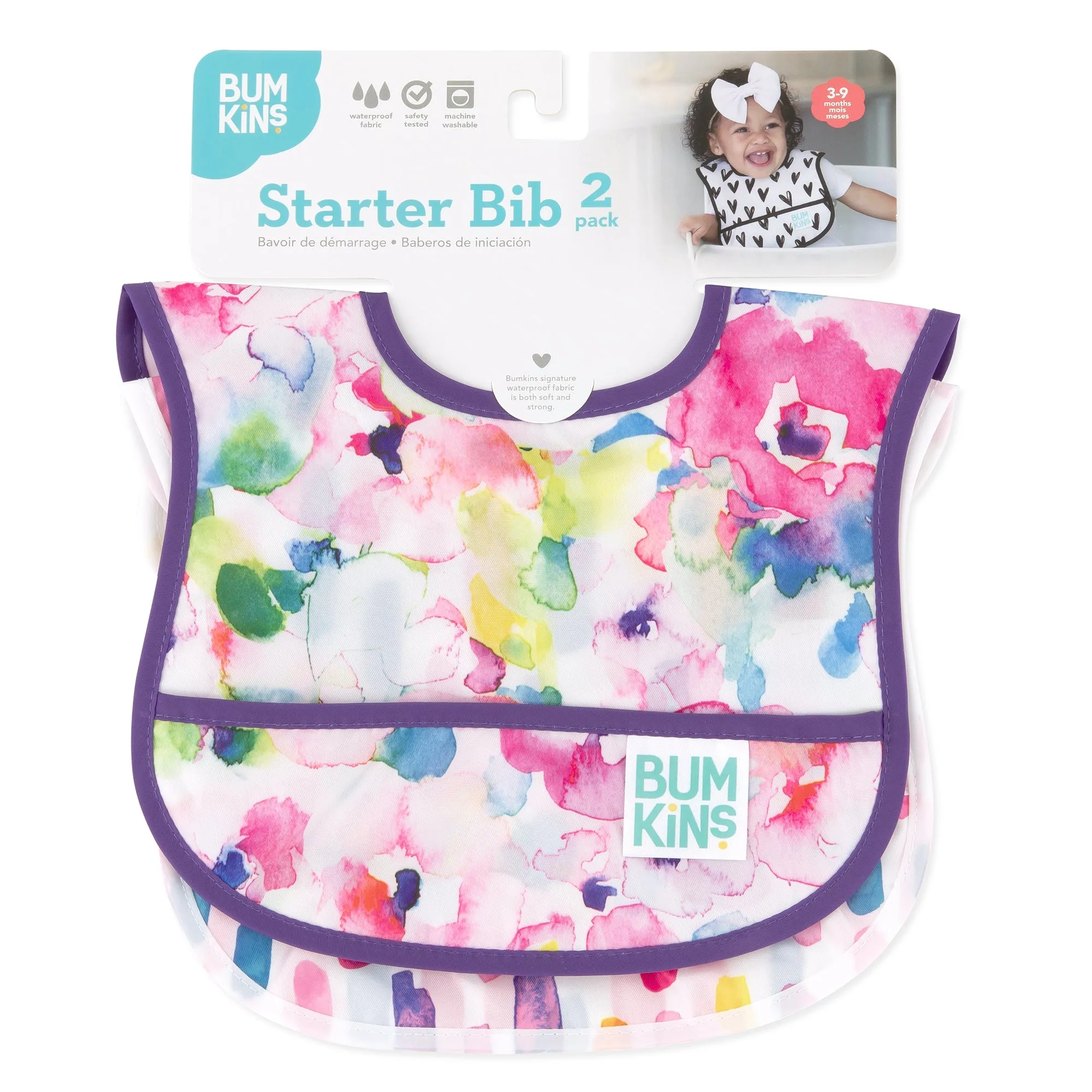 Starter Bib 2 Pack: Watercolor & Brush Strokes